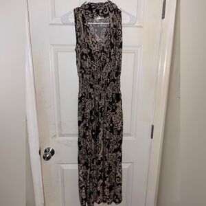 Black and Tan Paisley Sleeveless Dress